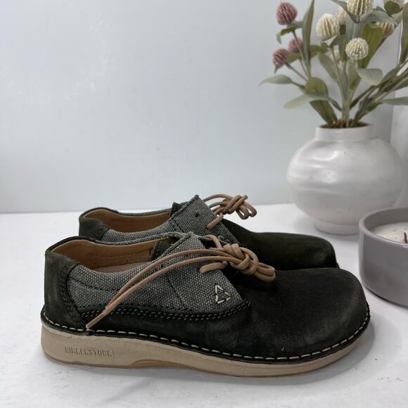 Birkenstocks Shoes - Birkenstock Memphis Leather/Fabric Shoe Blue Women 5/Men 3/EU36 Regular Fit